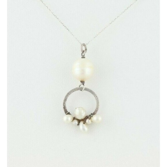 Sterling Silver Pearl Necklace 16 inch chain - Picture 1 of 7